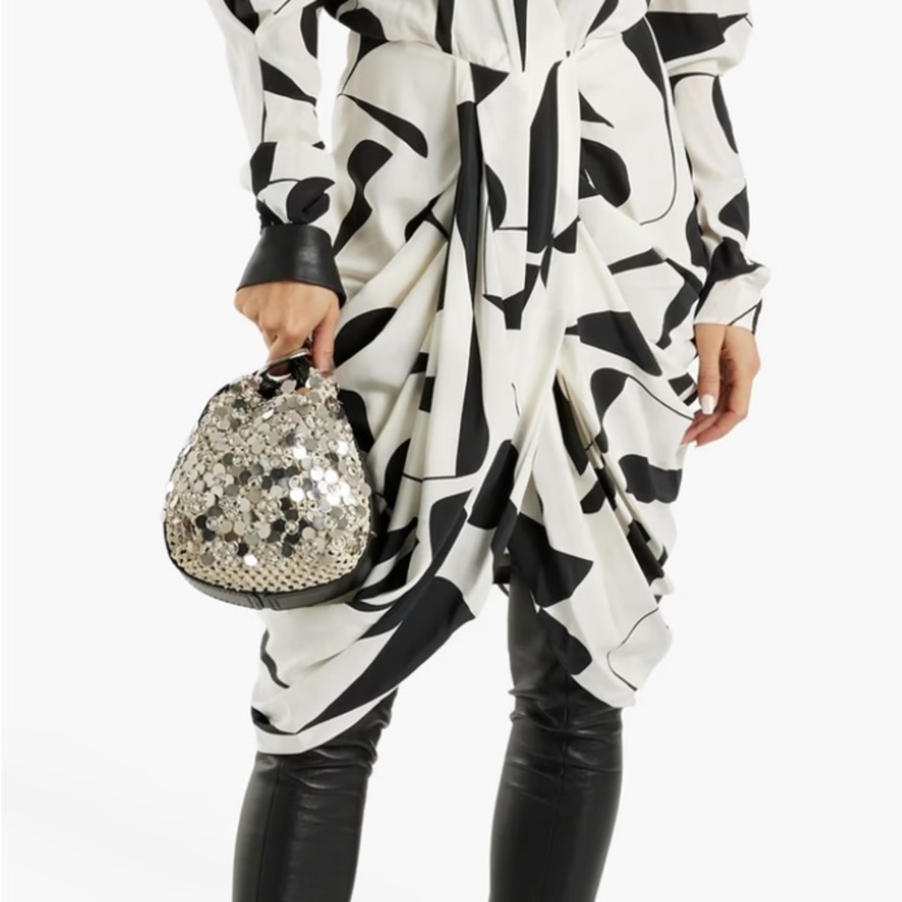 $1505 ISABEL MARANT Black and White Geometric Print Dress 100% SILK EU 34 XS - Picture 7 of 7